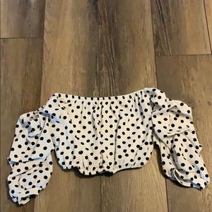 polkadot cropped ruffled top